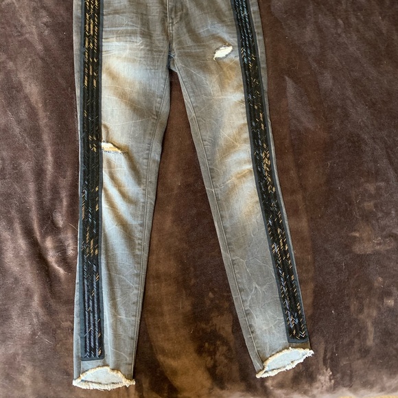 Free People Grey Embellished skinny jeans - Picture 2 of 12